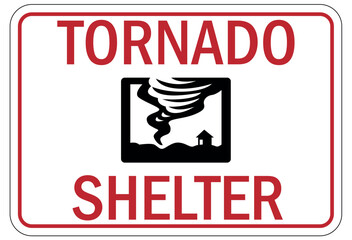 Tornado shelter sign and labels - obrazy, fototapety, plakaty