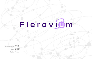 Modern logo design for the word FLEROVIUM which belongs to atoms in the atomic periodic system.
