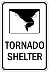 Tornado shelter sign and labels