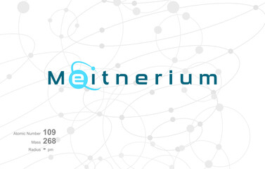 Modern logo design for the word MEITNERIUM which belongs to atoms in the atomic periodic system.