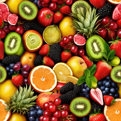 Seamless, fruit pattern, background, wallpaper, ornament texture. Ai generated.