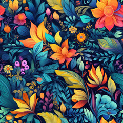 Seamless, flower pattern, background, wallpaper, ornament texture. Ai generated.