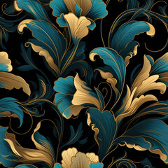 Seamless, flower pattern, background, wallpaper, ornament texture. Ai generated.