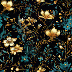 Seamless, flower pattern, background, wallpaper, ornament texture. Ai generated.