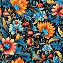 Seamless, flower pattern, background, wallpaper, ornament texture. Ai generated.