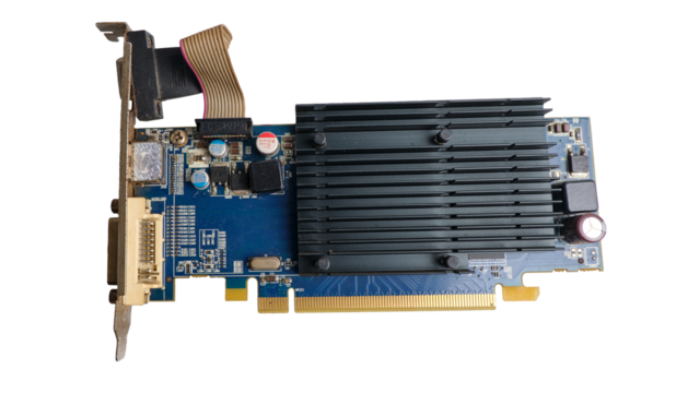 Personal computer graphics card isolated white background