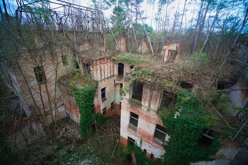 Fototapete Altes Krankenhaus Beelitz Lost Places - Ruine des Alpenhauses auf dem Gelände der Beelitzer Heilstätten etwas südlich von Berlin