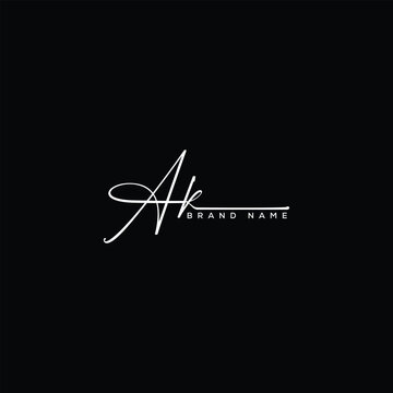 Ak Initial  beauty letter  handwriting vector logo. 
