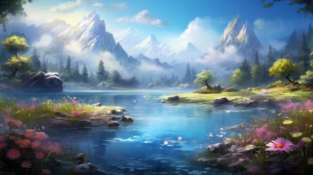 Enchanted lake, with serene waters and the tranquility of nature game art