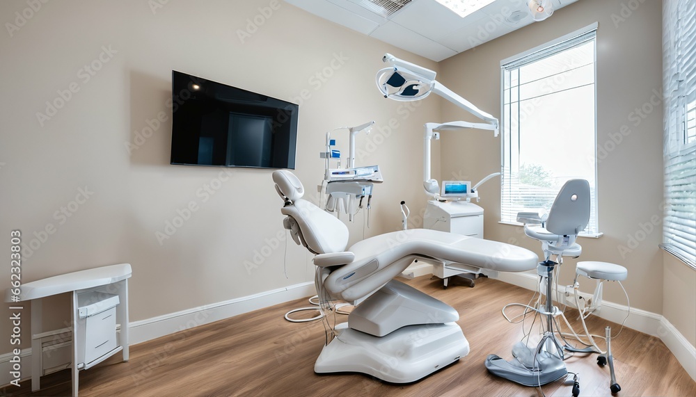 Sticker White interior of dentist office equipped with medical equipment