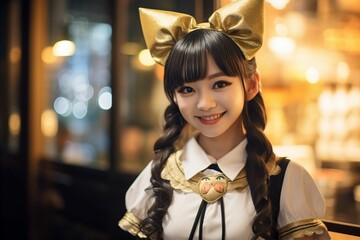 猫耳のメイドカフェのメイドさん（萌え・可愛い・秋葉原・コスプレ）