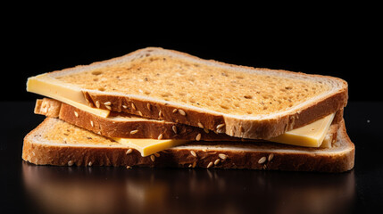 Grilled cheese sandwich on black background