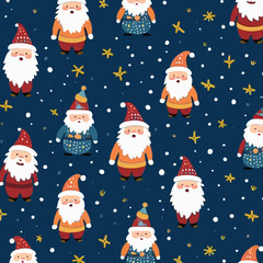 Santa Claus quirky doodle pattern, background, cartoon, vector, whimsical Illustration