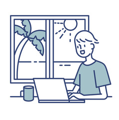 様々なワーケーションスタイル 海の見えるオフィス