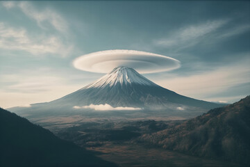 おもしろ雲と富士山1 - obrazy, fototapety, plakaty