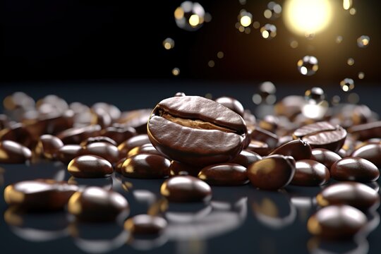 roasted coffee beans background. generative AI
