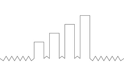 Continuous line drawing of graph icon, illustration vector of bar chart. Business growth concept one line. Single line art