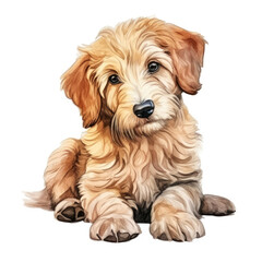 Goldendoole, watercolor illustration, isolated on white transparent background