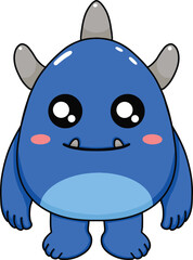 Cute Three Horned Monster Illustration