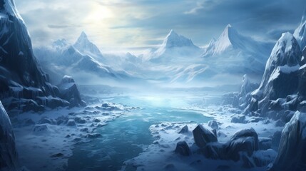 Fototapeta na wymiar Breathtaking Frozen Landscape Game Art