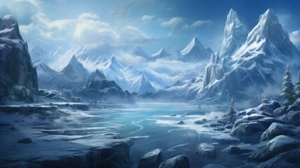 Breathtaking Frozen Landscape Game Art
