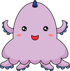 Cute Jellyfish Monster Illustration