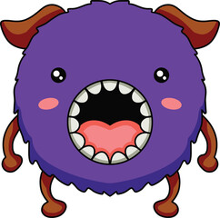 Cute Round Mouthed Monster Illustration