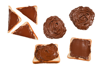 Сhocolate paste sandwich isolated on white background.