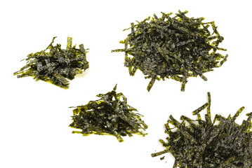 Tasty nori seaweed isolated on white background.