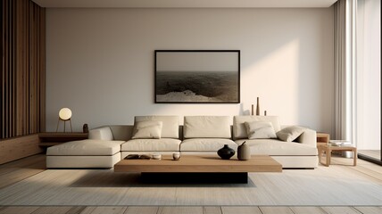 A minimalist living room with clean lines and simplicity