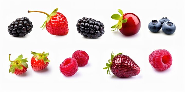 photos of fresh berries from various variants, beautiful colors. Generative AI