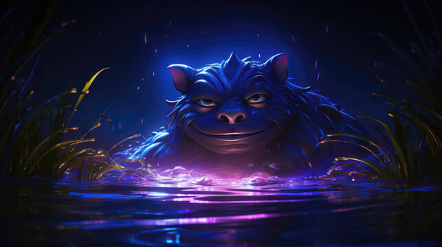 Fantasy animal in the water. 3D illustration