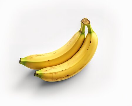 Photo of ripe banana on white background. Generative AI