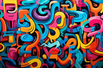 Graffiti Calligraphy quirky doodle pattern, wallpaper, background, cartoon, vector, whimsical Illustration