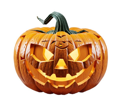 Carved halloween jack o lantern pumpkin isolated on transparent background, Halloween png, halloween ai generative image png, halloween transparent