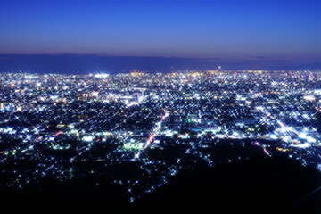 信貴山中展望台から見た大阪平野夜景　