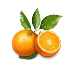 Ripe orange citrus fruit on white background. Generative Ai
