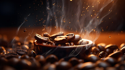 Steaming Hot Coffee Beans: A Roasty Aroma