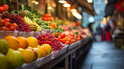 Fruit Aisle Abundance at the Hypermarket - obrazy, fototapety, plakaty
