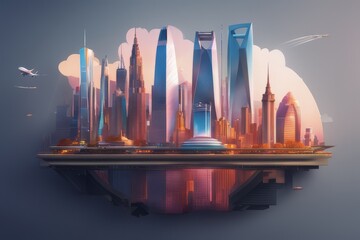 abstract background with the city abstract background with the city 3d illustration of the city with a beautiful skyscraper