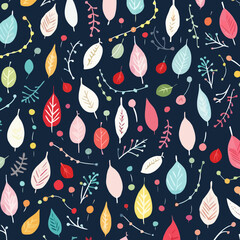 Christmas garland quirky doodle pattern, background, cartoon, vector, whimsical Illustration