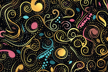 Glitter Calligraphy quirky doodle pattern, wallpaper, background, cartoon, vector, whimsical Illustration