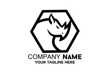 Rhino logo outline inside a hexagon