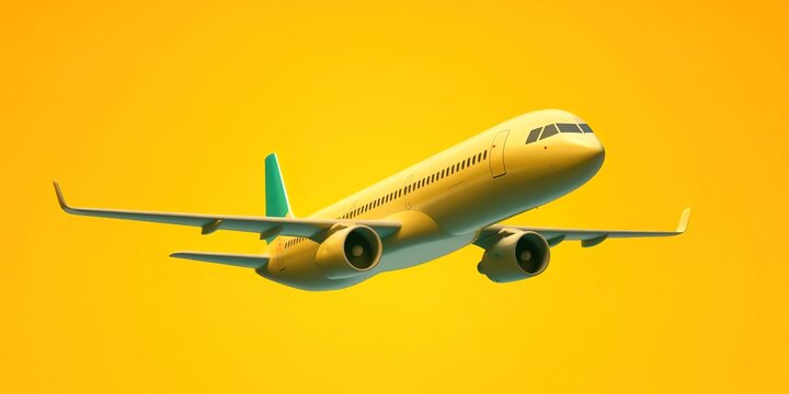 airplane on yellow background. generative AI