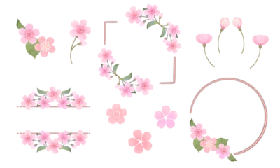 Zelfklevend Fotobehang 水彩風な桜の可愛いフレームセット( 文字なし) © 友美 馬場