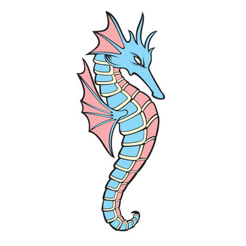seahorse mascot vector art illustration design