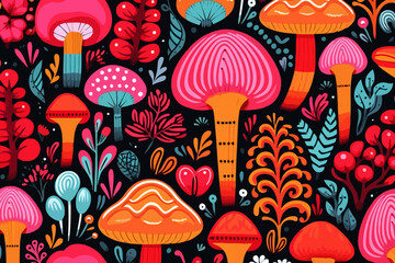 Monochromatic color schemes quirky doodle pattern, wallpaper, background, cartoon, vector, whimsical Illustration