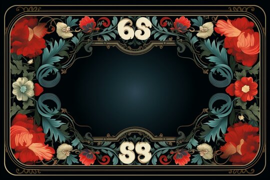 Patterned frame with the number 61. Generative AI