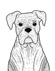 Boxer dog coloring page line art tattoo 