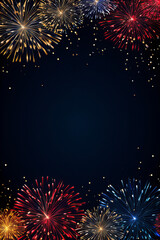 sylvester invitation card with colorful fireworks